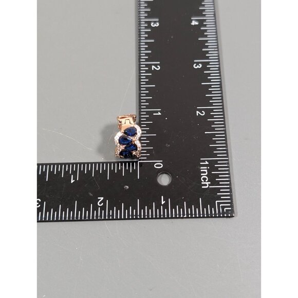 Bomb Party Faux Sapphire CZ Rose Gold Tone Hoop Huggie Earrings Pierced - Picture 10 of 10